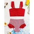 thumbnail image 2 of Toddler Girl's Red & White Striped Ruffle Two-Piece Swimsuit, 2 of 7