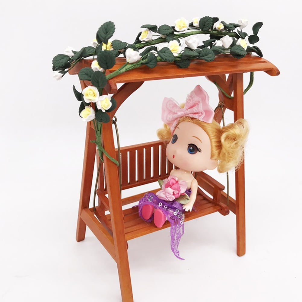 Details about   1:12 Mini Dollhouse Garden Scene Rose String Easel Swing Decorative Long Bouquet 