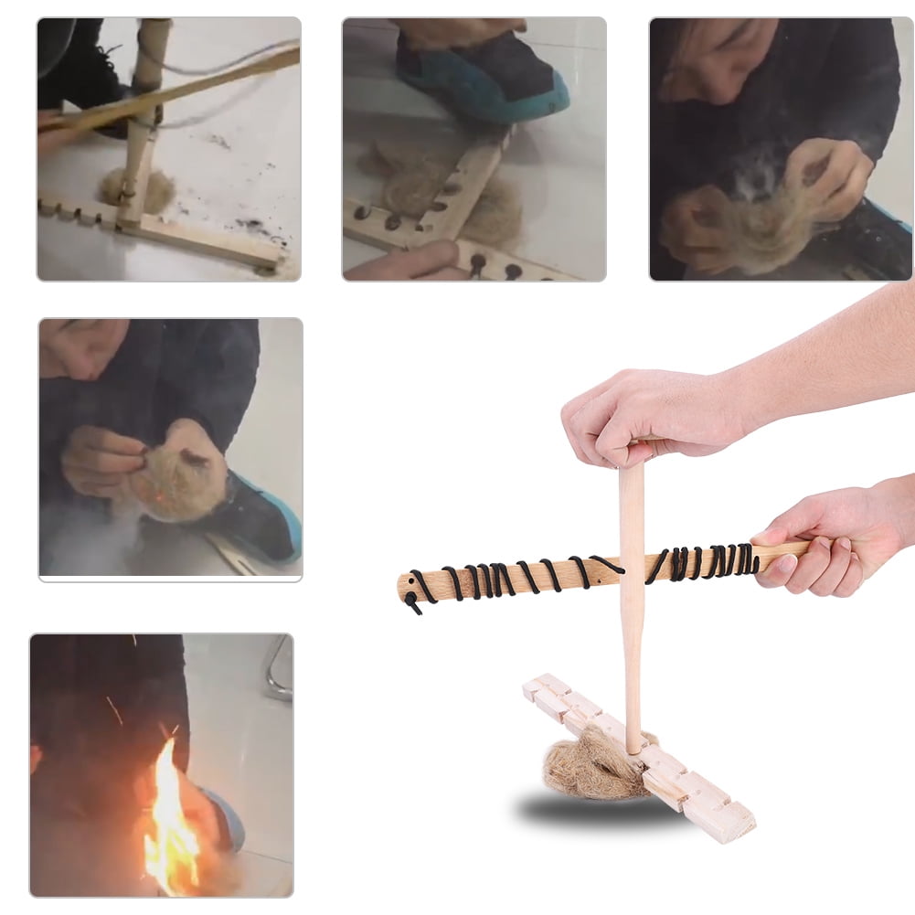Tebru Wood Drilling Fire Making Tool, Survival Accessory,Wood Drilling Fire Making Tool Survival Emergency Ignitor Kit for Outdoor Camping