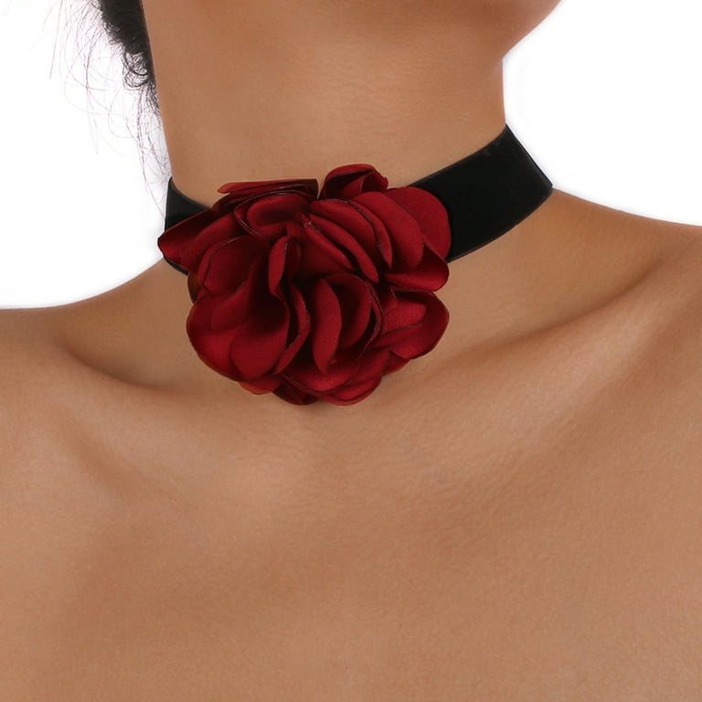 Lola Flower Choker Necklace - Chocolate Brown with Black Velvet