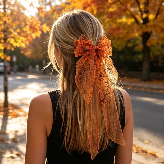Halloween Decoration Hair Clip, Gothic Decor Spide Web Bow Hair Clip, Cute Bow Hair Barrettes Fall Halloween Hair Accessories for Women Girls