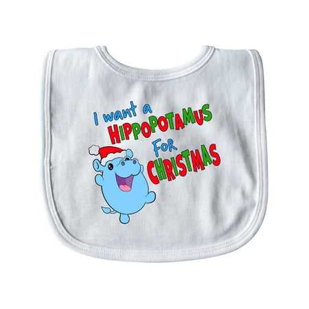 

Inktastic I Want a Hippopotamus For Christmas Cute Stuffed Hippo Gift Baby Boy or Baby Girl Bib