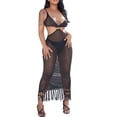 thumbnail image 2 of Seyurigaoka Women Summer Knitted One-Piece Tassel Beach Dress, Sleeveless V Neck Hollowed See-Through Beach Long Dress, 2 of 6
