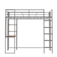 thumbnail image 2 of Harper & Bright Designs Twin Metal Loft Bed with 2 Shelves and one Desk, Sliver, 2 of 12