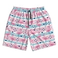 thumbnail image 3 of Uemuo Striped Flamingo Pattern Men's Swim Trunks Hawaiian Beach Bathing Suit Swimsuits Beach Quick-Dry Shorts with Pockets-3X-Large, 3 of 9
