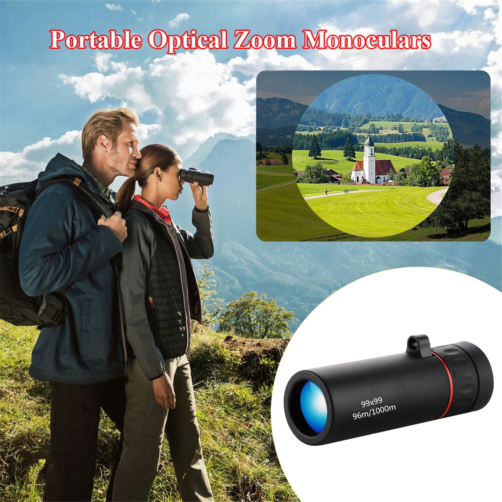 Hxlamzoo 99x99 Monocular, Waterproof Portable Optical Zoom Telescope, Clear Vision, 7X Monocular Telescope