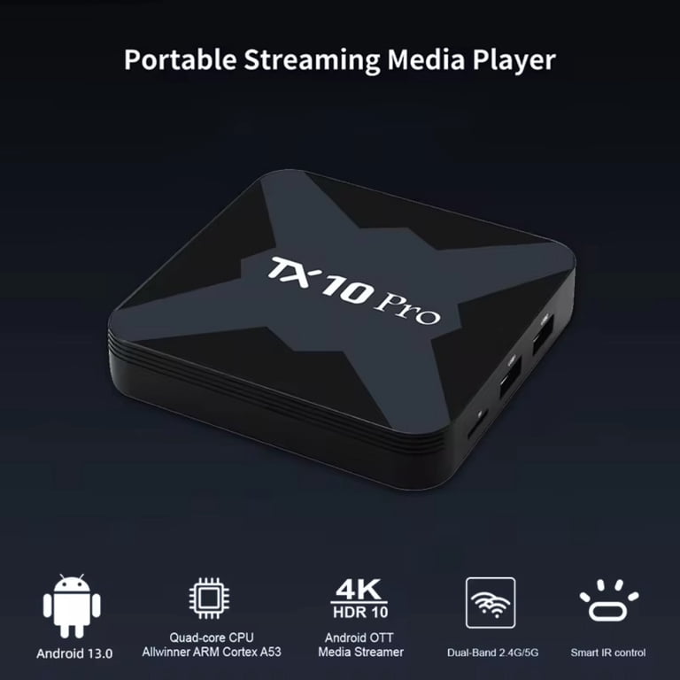 Android 14 TV Box 2025, LEFFOT 4K Ultra HD Boitier Smart TV, 2Go RAM 16Go ROM, Boitier Android avec Télécommande Vocale, HDR10, 2.4G & 5G WiFi 6, BT 5.4, USB 3.0