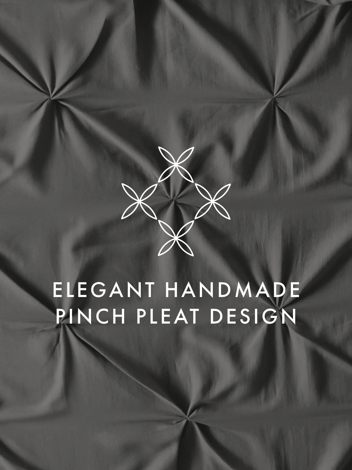 Comfort Canopy - 3 Piece Gray Pinch Pleated Duvet Cover Set with Shams for Queen Size Bedding