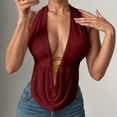 thumbnail image 5 of JIAYUE Women's Tank Tops Solid Color Backless Sleeveless Deep V Neck Slim Fit Summer Sexy Casual For Party Night Daily Wear Trendy Female Camisole, 5 of 6