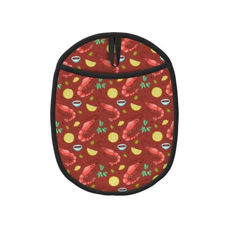 

Shrimp Lemons Red Pot Holders for Kitchen - Heat Resistant Oven Mitts Hot Pads with Pocket Non Slip Silicone Pot Holders Cuteness Hanging Loop Potholders for Kitchen Baking