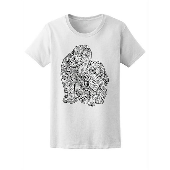 Beautiful Paisley Elephants T-Shirt Women -Image by Shutterstock, Female Medium