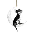 thumbnail image 1 of Colgante de espejo retrovisor de coche, colgante de perro sentado en la Luna, lindo adorno colgante de cachorro de peluche, llavero, decoración de Navidad, 1 of 4