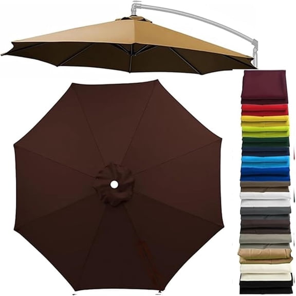 MISSMILE 7/8/9/10/11/13Ft Patio Umbrella Replacement Canopy,6/8 Ribswaterproof Uv-Resistant Outdoor Round Umbrella Top Cover for Outdoor Garden Deck Backyard