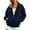 Navy A, variant on Enjoytime Sweatshirt for Women Collared 3/4 Sleeve Solid Color Zip Up Jacket Fall Fashion Casual Lightweight Sweatshirts