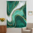 thumbnail image 3 of Teal Marble Sheer Curtains 72 Inches Long, Modern Ombre Gold White Abstract Fluid Art Light Filering Curtains, Breathable Simi Curtain Privacy Drapes for Living Room Bedroom Window Treatment, 3 of 9