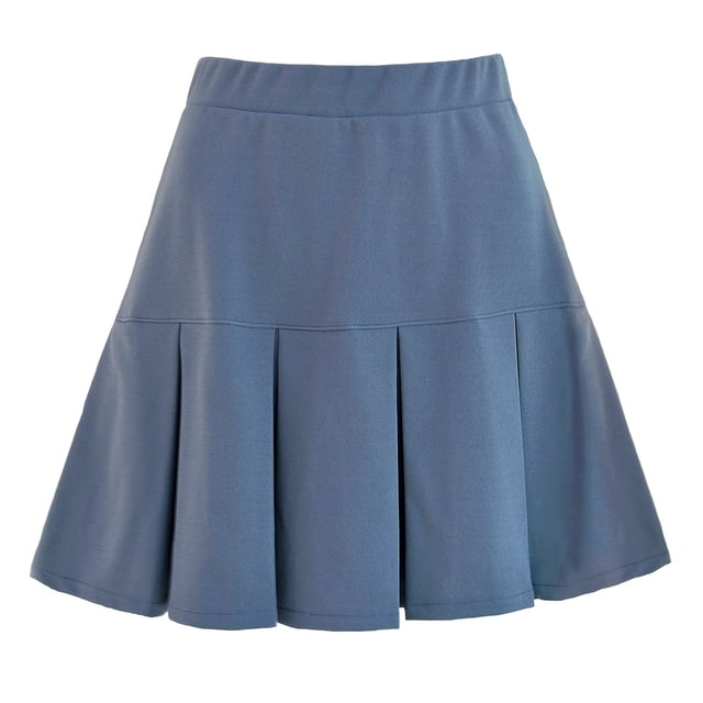 Vestido Plisado Corto De Mujer Vestido Plisado De Cintura Elástica De Color Puro De Talle Alto Para Verano Primavera Otoño Azul M