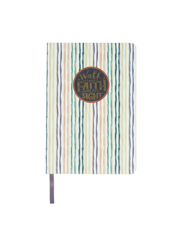 Pen+Gear Casebound Lined Journal, Walk by Faith, Not by Sight, Stripes, 96 Perforated Pages, 5.5" x 8"
