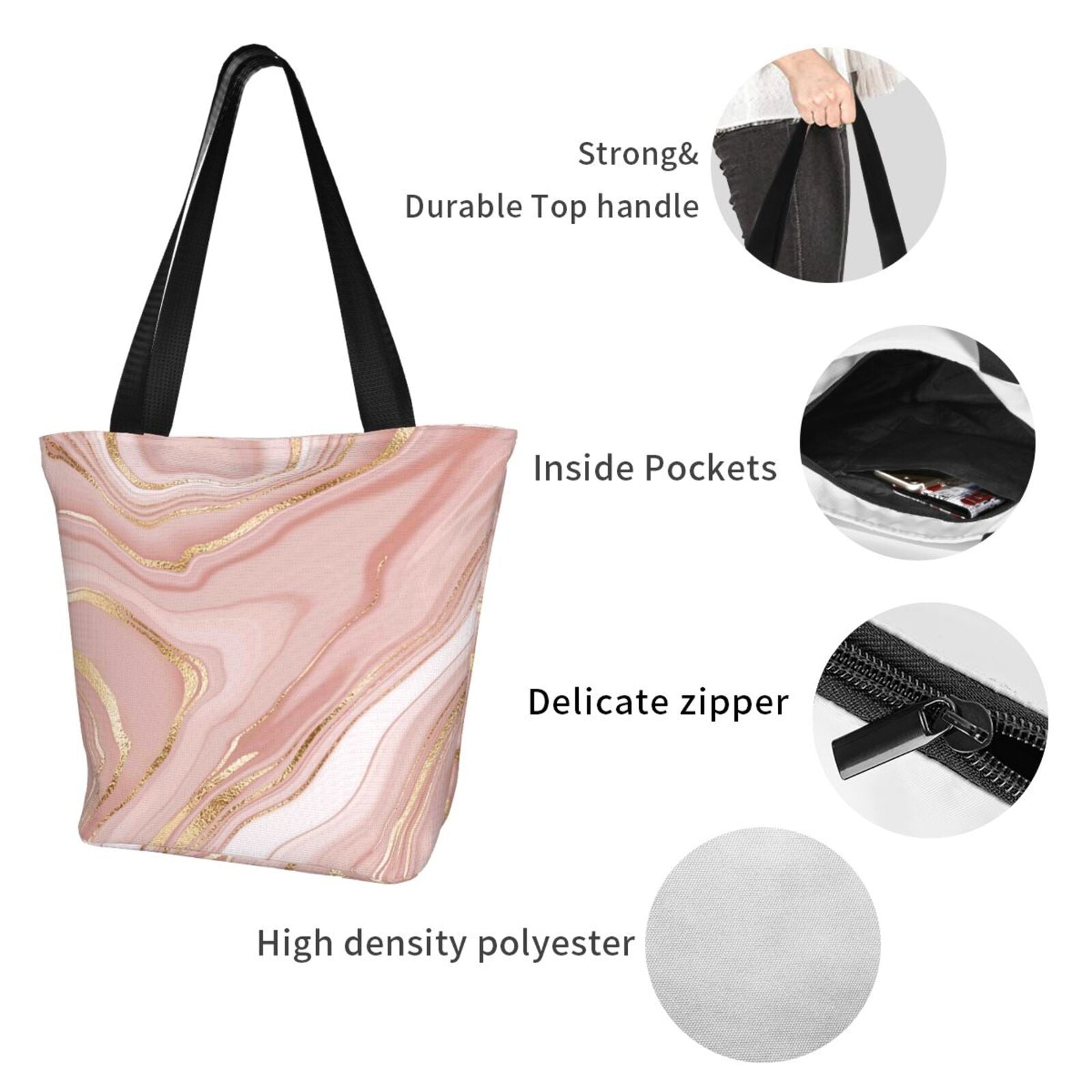 Ratiio Rose Gold Glitter Splatter Print Shoulder Bag for Women, Polyester Crossbody Purse Lightweight Handbag for Daily Travel and Casual Use