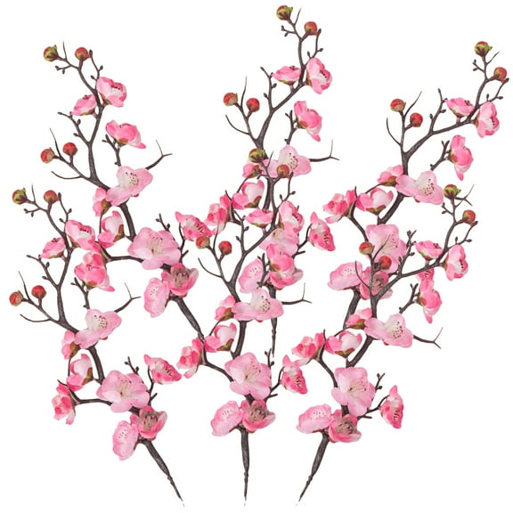 IBASETOY 6pcs Floral Cake Decorations Birthday Cake Topper Pink Plastic Plum Blossom Branch for Events