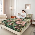 thumbnail image 4 of Homewish Chic Flowers 3pcs Twin Sheet Sets For Kids Teens Adults,Kawaii Floral Blossoms Twin Fitted Sheet,Spring Garden Breathable Flat Sheet,Ultra Soft Home Decor, 4 of 7
