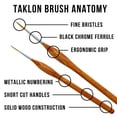 thumbnail image 2 of U.S. Art Supply 8 Piece Taklon Detail & Liner Artist Brush Set with Wood Comfort Grip Handles - Art, Detailing, 2 of 4