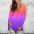 thumbnail image 2 of Fshinging Women's Tops Gradient Casual Long Sleeve V Neck Lady Office Commute Tunic Blouse, 2 of 7