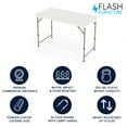 thumbnail image 3 of Flash Furniture 4' Rectangular Height Adjustable Indoor/Outdoor Plastic Folding Event Table, White, 3 of 14