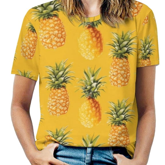 Lunarable Pineapple T Shirts Basic T-Shirt Short Sleeve Ladies Tee Shirt Summer Graphic Clothing