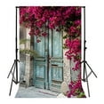thumbnail image 3 of ABPHOTO Polyester 5x7ft Shabby Front Door Backdrop Fresh Flowers Backdrops for Photography Green Leaves Vine Old Peeling Wooden Door Rustic Photo Background Kids Adults Studio Props, 3 of 4