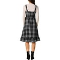 thumbnail image 3 of INSPIRE CHIC Plaid Vintage Dress for Women Ruffled Sleeveless Tie Waist A-Line Pinafore Overall Dresses S Black White, 3 of 6