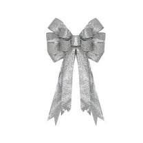 hulanddfd Christmas Tree Bows, 16.4"x9.4" Silver Christmas Bows Xmas Hanging Decoration for Xmas Tree Wreath and Wedding Party Holiday Decor