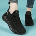 thumbnail image 2 of Womens Sneakers Breathable Knitted Slip on Soft Sole Tennis Shoes Comfortable Lace up Antislip Solid Color Sneakers Black Size 6.5, 2 of 6