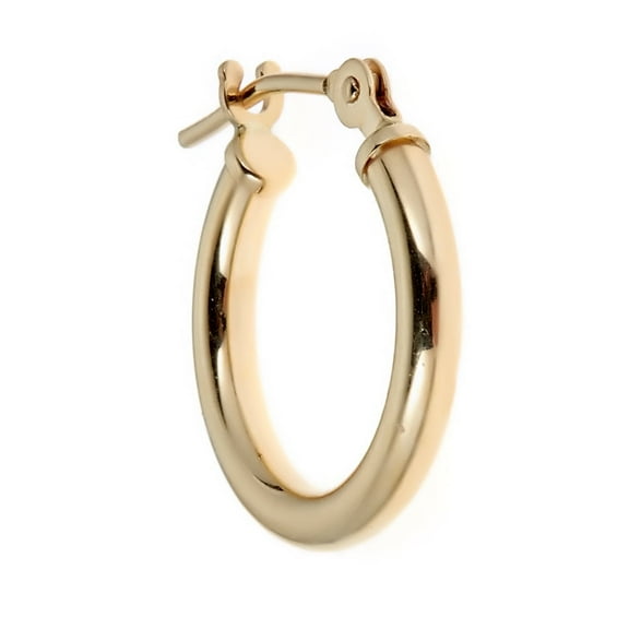 Men's Unisex 14k Real Yellow Gold Single Tubular Hoop Earring Huggie 16mm