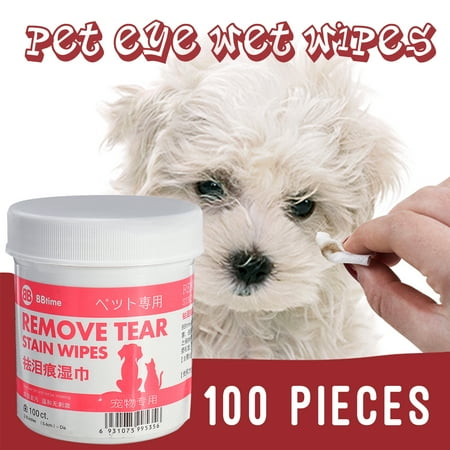 Eye Wipes for Dogs Cats & Pets Grooming Wipes Removes Tear Stains - 100Pcs Cotton Cleaning (Best Way To Remove Pet Stains)