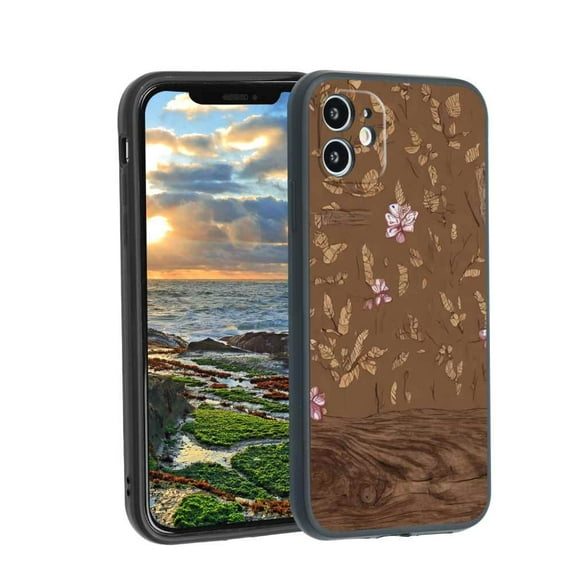 Compatible with iPhone 12 Phone Case, Wood-2-2 Case Men Women, Flexible Silicone Shockproof Case for iPhone 12