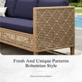 thumbnail image 3 of Alpha Joy 5 Pieces Wicker Patio Furniture Conversation Set Boho Style Outdoor Sofa with Wood Coffee Table, 3 of 10