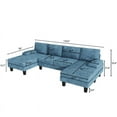 thumbnail image 3 of Homall Modern U-Shape Sectional Sofa, Chenille Fabric Modular Couch, 4 Seat Oversized Sofa with Chaise for Living Room, Blue, 3 of 7