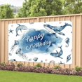 thumbnail image 3 of Blue Ocean Happy Birthday Background Decorations Ocean Animals Photo Background Home Indoor Outdoor Party Decoration Supplies 70.8 x 47.2 inches, 3 of 4