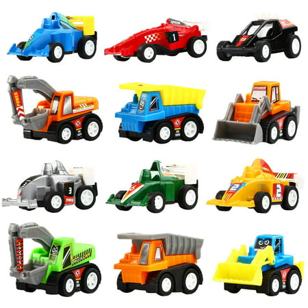 Pull Back Vehicles, 12 Pack Mini Assorted Construction Vehicles and Race Car Toy, Yeonha Toys Vehicles Truck Mini Car Toy for Kids Toddlers Boys Child, Pull Back and Go Car Toy Play (Best Pull Back Cars)