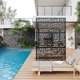 thumbnail image 2 of Garvee panel de privacidad exterior con diseño de hoja tropical y corte láser, divisor metálico resistente al clima para patio, deck, balcón o jardín, 2 of 8