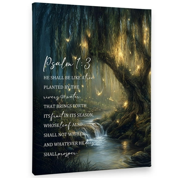 Christian Wall Art Decor Canvas Nature Enchanted Forest Bible Verse Pictures Decorations, Religious Scripture Framed Prints Artwork for Bedroom Living Room Home Church Decor