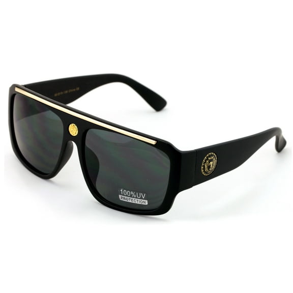 Large Thick Oversized Lion Head Flat Top Hip Hop Rapper Retro Aviator Sunglasses