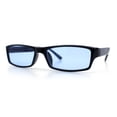 thumbnail image 5 of SA106 Mens Hippie Pimp Color Lens Narrow Rectangular Black Frame Sunglasses Blue, 5 of 7