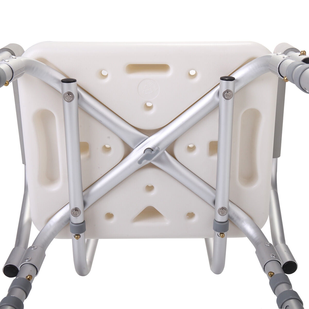 Kepooman Adjustable Height Shower Bath Chair with Detachable Back and Arms - White Kepooman Adjustable Height Shower Bath Chair with Detachable Back and Arms - White