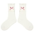 thumbnail image 5 of Bibifish Womens Socks Solid Color Socks Cute Ruffled Cuff Socks With Lace Bow Design Soft Stretchy Daily Wear Socks For Ladies And Girls, 5 of 5