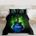 thumbnail image 2 of Homewish Music Instrument Pattern Queen Comforter Set,Electric Guitar Bedding Sets,Green Blue Black Bedding Comforter Set For Teens,Luxury Bedroom Decor,3 Pieces, 2 of 8