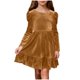 thumbnail image 2 of Vestido de princesa de terciopelo dorado de invierno para niñas, vestido elegante para niñas, vestido de manga larga para niñas, falda de poliéster para niñas, 2 of 7