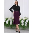 thumbnail image 2 of DARING DIVA Women Fishtail High Waist Belted Work Midi Mermaid Skirts XL Purple, 2 of 6