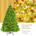 thumbnail image 3 of Topbuy 7.5ft Artificial Pre-Lit Christmas Tree, Green Flocked Christmas Hinged Tree w/1404 Branch Tips & 530 Warm LED lights, 3 of 10