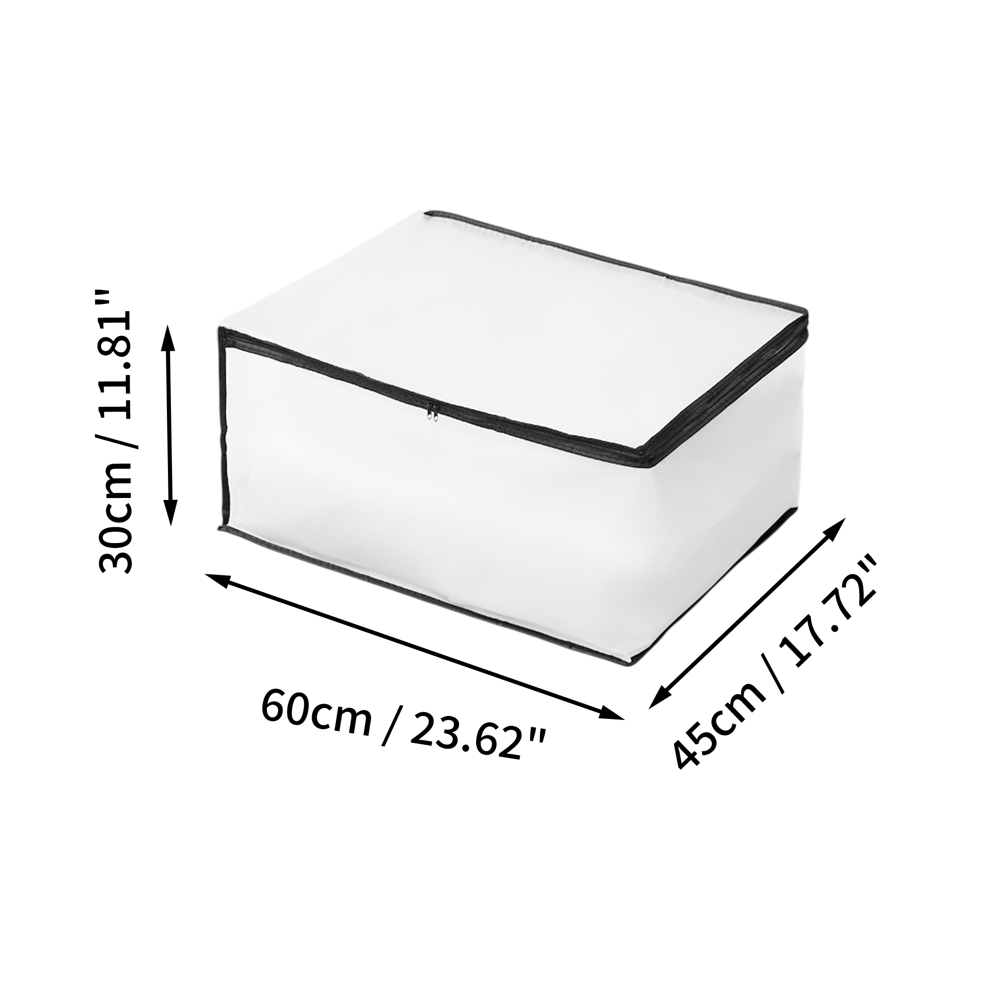 Unique Bargains Durable Storage Bag 1Pc Clear White Black 23.62"x17.72"x11.81"